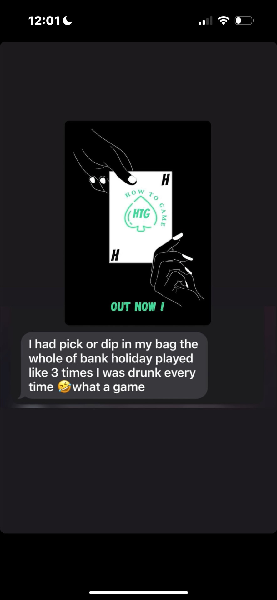 Message from a player saying they played Pick or Dip all bank holiday