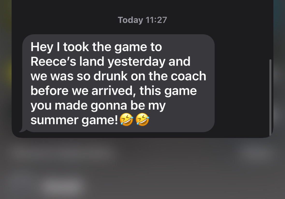 Message from a player calling HowToGame their summer game